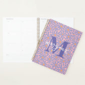 Blauw/Roze Daisy Bloemen Gepersonaliseerde Monogra Planner (Display)