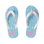 Blauw roze dinosauruspatroon kinder teenslippers (Voetbed)