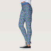 Blauw Roze Ditsy Bloemenpatroon Leggings (Links)