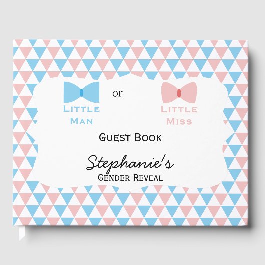 Blauw, roze driehoeken Geslacht Boog en Bow Stropd Gastenboek (Voorkant)