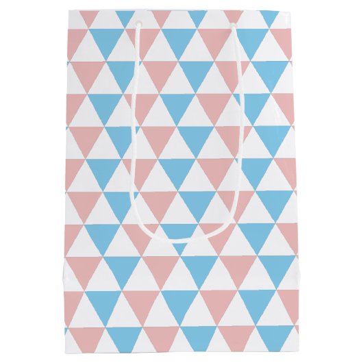 Blauw, roze driehoeken Geslacht Boog en Bow Stropd Medium Cadeauzakje (Achterkant)