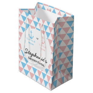 Blauw, roze driehoeken Geslacht Onvoldoende anker Medium Cadeauzakje