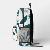 Blauw Roze Elegante Waterverf Floral Spring Boho Bedrukte Rugzak (Rechts)