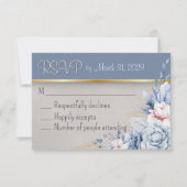 Blauw & Roze Elegantie bruiloft RSVP Kaartje (Voorkant)