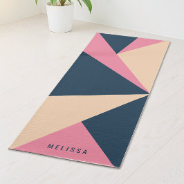 Blauw Roze En Beige Driehoek Kleurblokken En Naam Yogamat