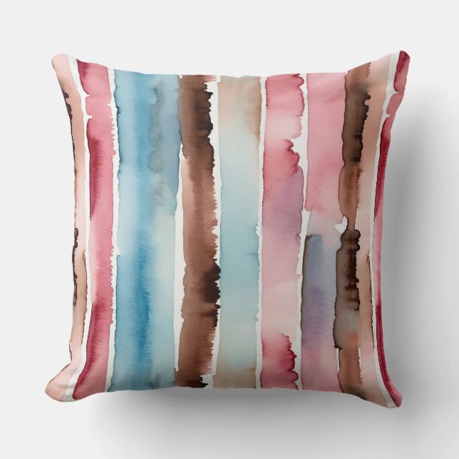 Blauw Roze en Chocolade Abstract Kussen (Voorkant)