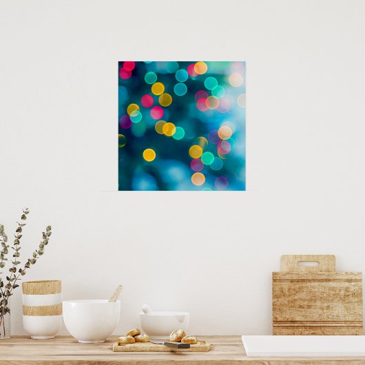 Blauw, roze en geel Abstract licht Poster (Keuken)