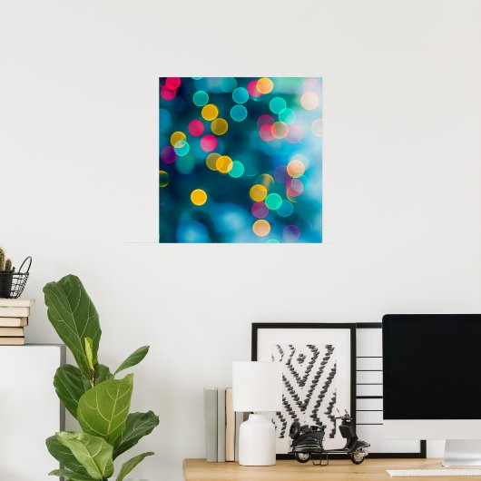 Blauw, roze en geel Abstract licht Poster (Thuiskantoor)