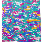 Blauw, roze en geel douchegordijn (Voorkant)
