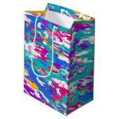 Blauw, roze en geel medium cadeauzakje (Achterkant Gekanteld)