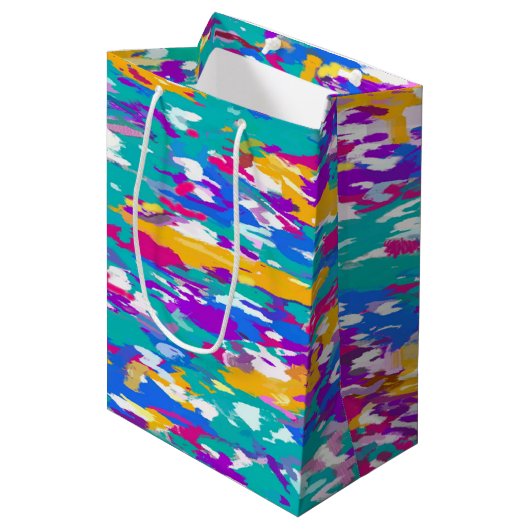 Blauw, roze en geel medium cadeauzakje (Voorkant Gekanteld)
