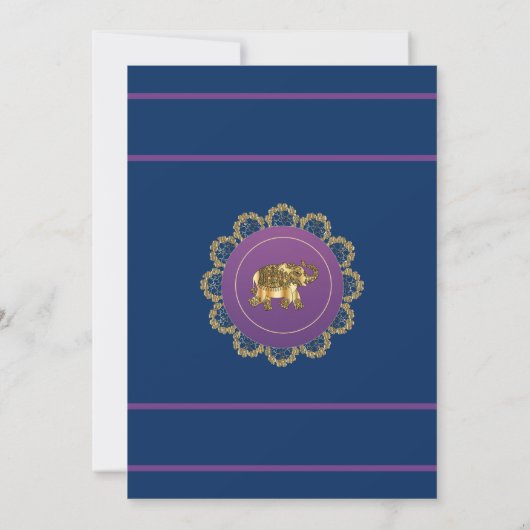 Blauw, roze en goudbruin Indische stijl Kaart (Achterkant)