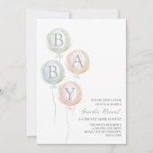 Blauw Roze en Gouden Baby Ballonnen Geslacht onthu Kaart (Voorkant)