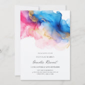 Blauw Roze en Gouden Waterverf Baby Gender Reveal Kaart (Voorkant)