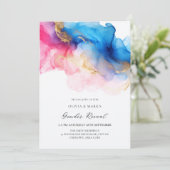 Blauw Roze en Gouden Waterverf Baby Gender Reveal Kaart (Staand voorkant)