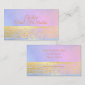 Blauw roze en gouden Waterverf nagelart Studio Visitekaartje (Voorkant / Achterkant)