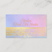 Blauw roze en gouden Waterverf nagelart Studio Visitekaartje (Voorkant)