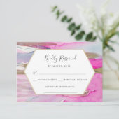 Blauw Roze en Gouden Waterverf RSVP-kaarten Kaart (Staand voorkant)