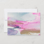 Blauw Roze en Gouden Waterverf RSVP-kaarten Kaart (Achterkant)