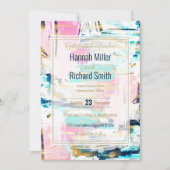 Blauw roze en goudpenseel schilderen kaart (Voorkant)