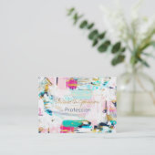 Blauw roze en goudpenseel schilderen visitekaartje (Staand voorkant)