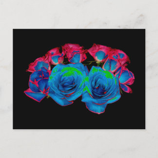 Blauw, Roze en Groen Bouquet (gesoldeerd effect) Briefkaart
