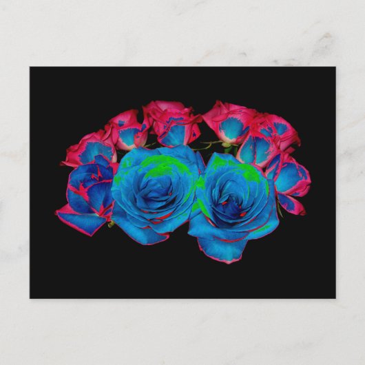 Blauw, Roze en Groen Bouquet (gesoldeerd effect) Briefkaart (Voorkant)
