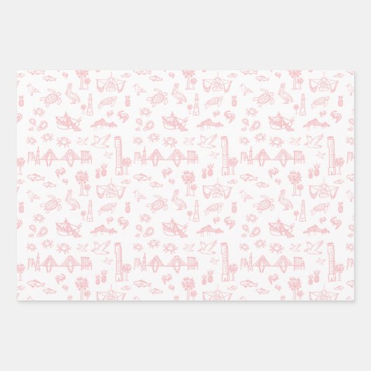 Blauw Roze en Groen Charleston Hotel Inpakpapier Vel (Voorkant 2)