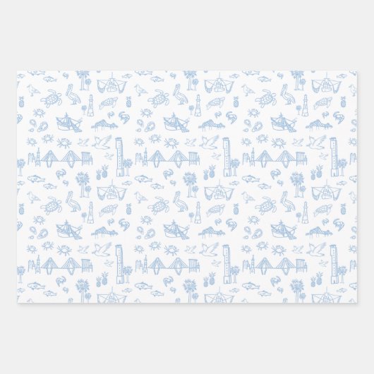 Blauw Roze en Groen Charleston Hotel Inpakpapier Vel (Voorkant)