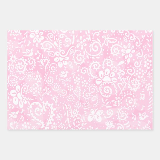 Blauw, roze en groen pastelpaisley inpakpapier (Voorkant 2)