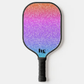 Blauw roze en oranje glitter textuur afbeelding pickleball paddle (Voorkant)