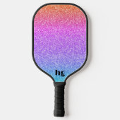 Blauw roze en oranje glitter textuur afbeelding pickleball paddle (Achterkant)