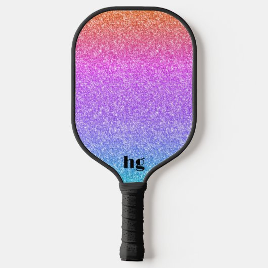 Blauw roze en oranje glitter textuur afbeelding pickleball paddle (Achterkant)