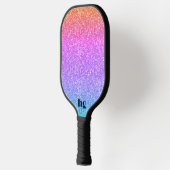 Blauw roze en oranje glitter textuur afbeelding pickleball paddle (Links)