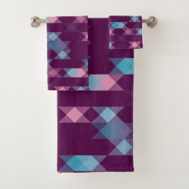 blauw, roze en paarse geometrische vormen bad handdoek