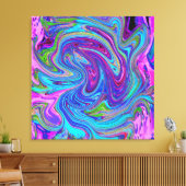 Blauw, Roze en Paarse Groovy Abstracte Retro Kunst Canvas Afdruk (Insitu (Woonkamer))