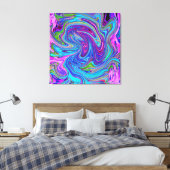 Blauw, Roze en Paarse Groovy Abstracte Retro Kunst Canvas Afdruk (Insitu (Slaapkamer))