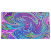 Blauw, Roze en Paarse Groovy Abstracte Retro Kunst Kussensloop (Voorkant-Rechts)