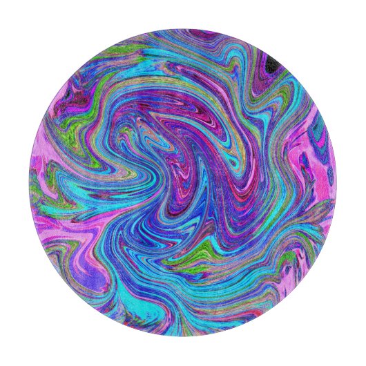 Blauw, Roze en Paarse Groovy Abstracte Retro Kunst Snijplank (Voorkant)