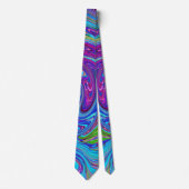Blauw, Roze en Paarse Groovy Abstracte Retro Kunst Stropdas (Voorkant)