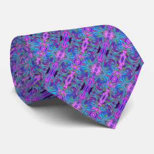 Blauw, Roze en Paarse Groovy Abstracte Retro Kunst Stropdas