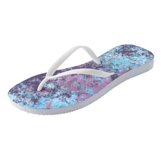 Blauw, Roze en Paarse Marmer Abstract Teenslippers (Schuin)