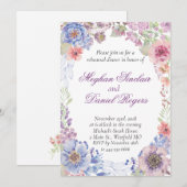 Blauw-, roze- en Paarse-wilde-bloemrepetitie Kaart (Voorkant / Achterkant)