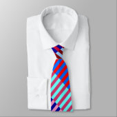 Blauw Roze en Rood Gestreept Stropdas (Gebonden)