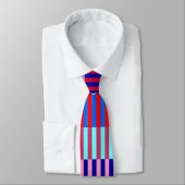 Blauw Roze en Rood Gestreept Stropdas (Gebonden)