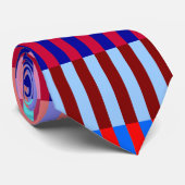 Blauw Roze en Rood Gestreept Stropdas (Opgerold)