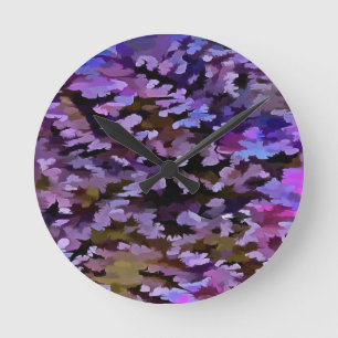 Blauw, Roze en Sienna Camouflagepatroon Ronde Klok