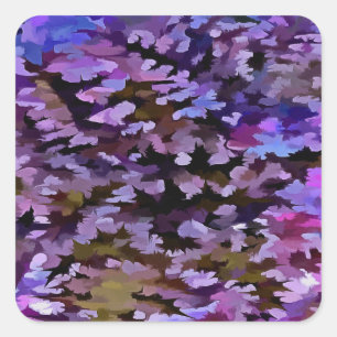 Blauw, Roze en Sienna Camouflagepatroon Vierkante Sticker