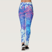 Blauw roze en wit abstract leggings (Achterkant)