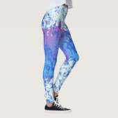 Blauw roze en wit abstract leggings (Rechts)